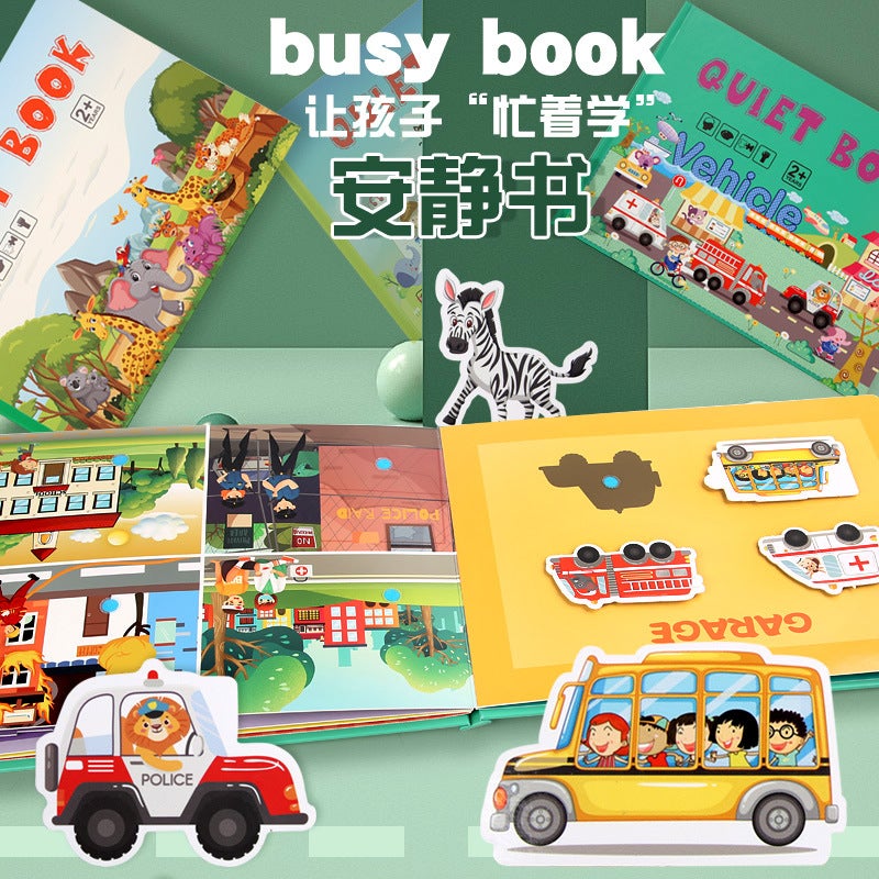 Busybook Quiet Paste Book Children'S Early Education Traffic Animal Fruit Cognitive Book Jigsaw Puzzle Educational Toy - Image 2
