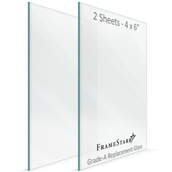 4X6 GLASS CRYSTAL CLEAR 2 PACK REPLACEMENT GLASS FOR 4 X 6 PICTURE FRAMES REAL COVER SHEETS
