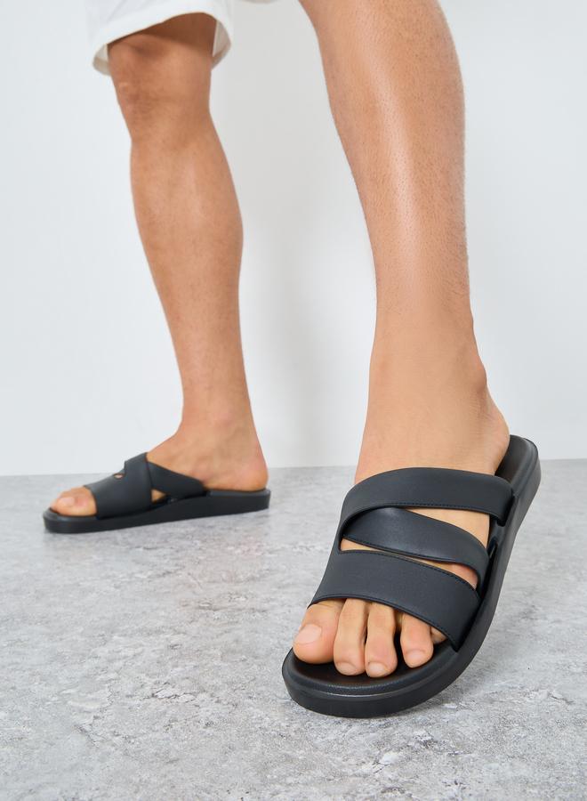 Styli Men Crisscross Strap Comfort Slides - Image 2