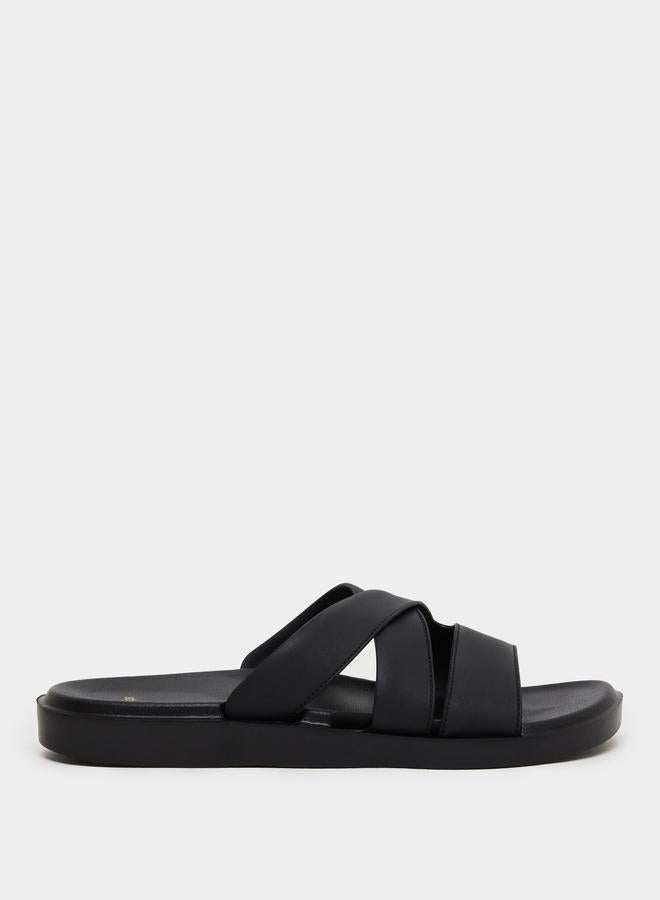 Styli Men Crisscross Strap Comfort Slides - Image 1
