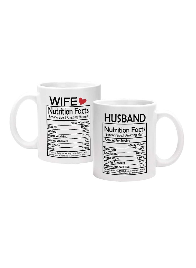 PRINTSHOP4ME Husband and Wife Nutrition Facts Mugs Couple Coffee Mugs Husband and Wife Gifts His and Her Coffee Mugs Set Gifts Couple Valentine's Day Anniversary Wedding Gifts for Couple Husband Wife 11Oz - Image 1