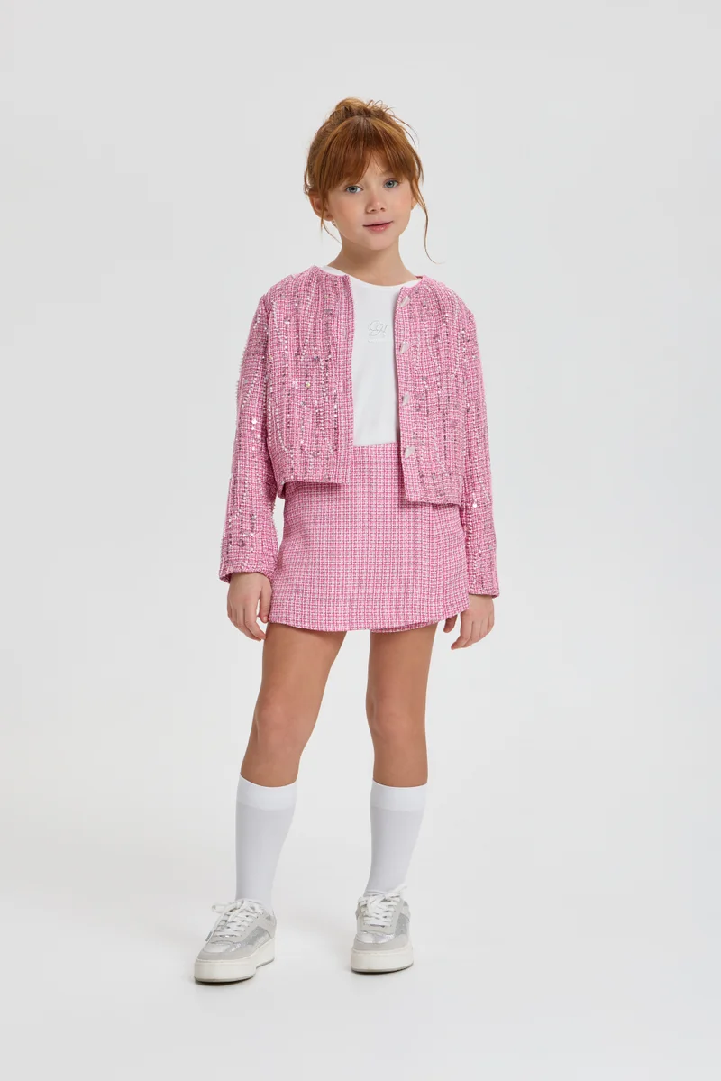 شوبيت Pink Tweed Skirt - Choupette