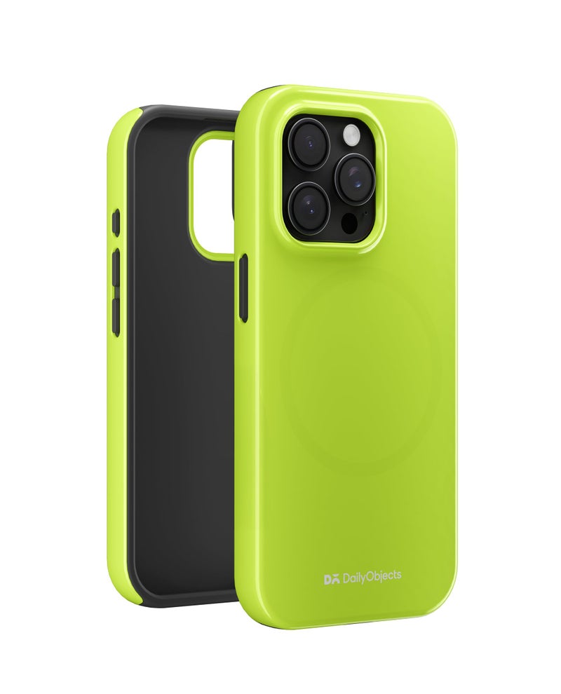DailyObjects Polycarbonate Enamel Bumper Magsafe Case for iPhone 14 Pro Compatible with Mag-Safe Wireless Charging | Lime Hybrid Magnetic Back Cover - Image 3