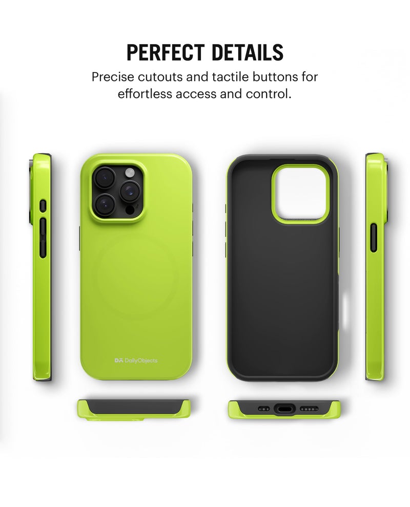DailyObjects Polycarbonate Enamel Bumper Magsafe Case for iPhone 14 Pro Compatible with Mag-Safe Wireless Charging | Lime Hybrid Magnetic Back Cover - Image 5