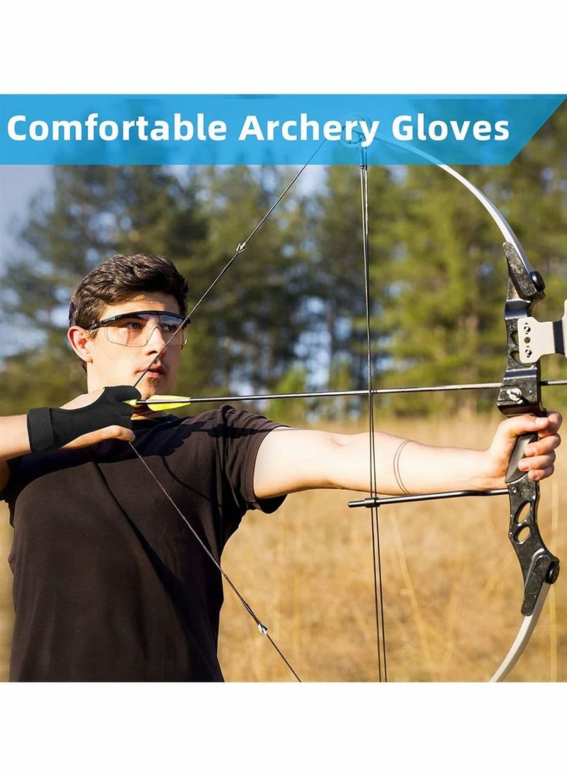 SYOSI Archery Glove, Three Finger Leather Archery Protective Gloves Archery Shooting Gloves for Kids, Archery Protective Gear Accessories for Youth Adult Beginner (M Size, Black)  - Image 3