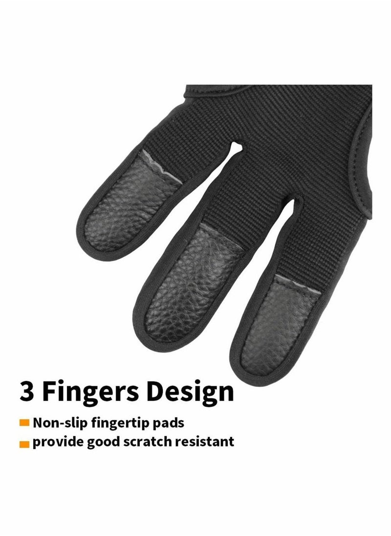 SYOSI Archery Glove, Three Finger Leather Archery Protective Gloves Archery Shooting Gloves for Kids, Archery Protective Gear Accessories for Youth Adult Beginner (M Size, Black)  - Image 4