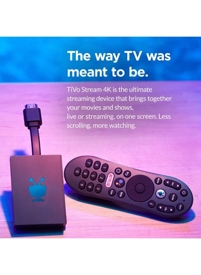 TiVo تي فيو ستريم 4K   كل تطبيقات البث والتلفزيون المباشر على شاشة واحدة   4K UHD  رؤية دولبي HDR وصوت دولبي أتموس   مدعوم من أندرويد TV   تلفزيون ذكي قابل للتوصيل   حجم واحد - Image 4