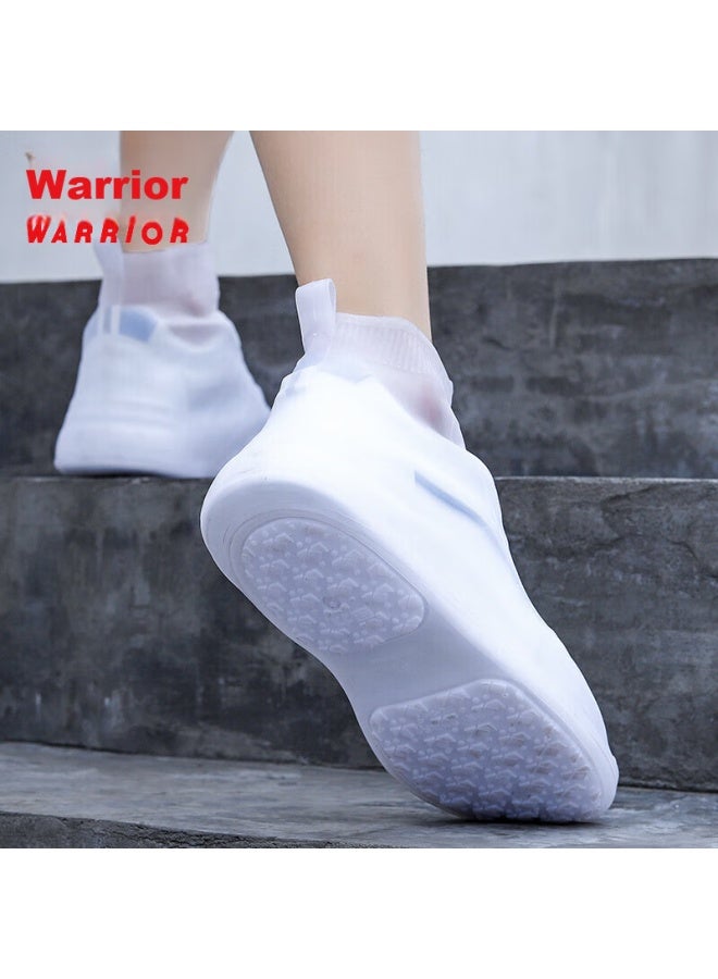 Pull Back Warrior Rain Shoe Covers, Silicone Non-Slip Thickened, For Men Women And Children, Waterproof Rain Boots, Hl2685, White, Size L - Image 2