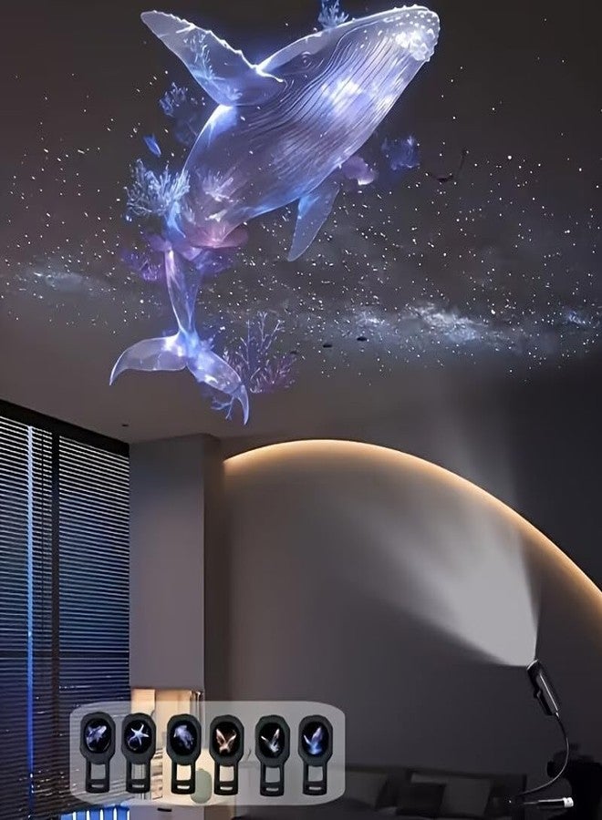 Wishbone Galaxy Projector Night Light with Ocean Whale Projection LED Ceiling Projector Lamp with Multiple Light Modes Rotating Sky Effect USB Powered Ambient Lamp for Bedroom Kids Room & Home Decor - Image 2