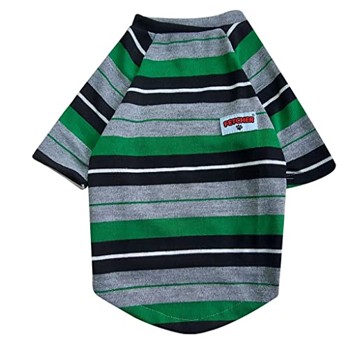 FETCHER Green Black Striped with Sleeves Premium Dog, Puppy, Kitten and Cat Warm T-Shirt | Sweater for Small Breeds (16" Medium) - Image 1