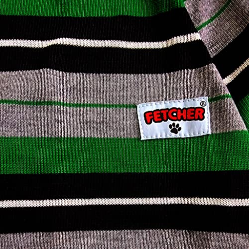 FETCHER Green Black Striped with Sleeves Premium Dog, Puppy, Kitten and Cat Warm T-Shirt | Sweater for Small Breeds (16" Medium) - Image 3