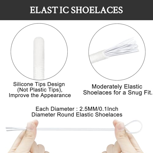 Endoto Elastic Shoelaces for ON Cloud 5 & 6 No Tie Replacements Shoes Laces Stretchy Bungee Running Training(Color:White,Size:20Inch) - Image 5