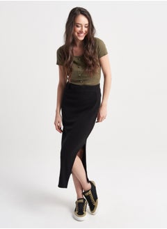 Women's Ribbed Knit Skirt - Black - pzsku/Z7221A62B7793B784A12EZ/45/_/1709724894/b53672ac-4d88-48f2-b981-1c88c78e9b6d