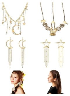 Al Aoyama 6Pcs Moon Golden Head Chain, Star Moon Hair Slides Hair Clips, Ramadan Gifts Hair Accessories  - Image 1
