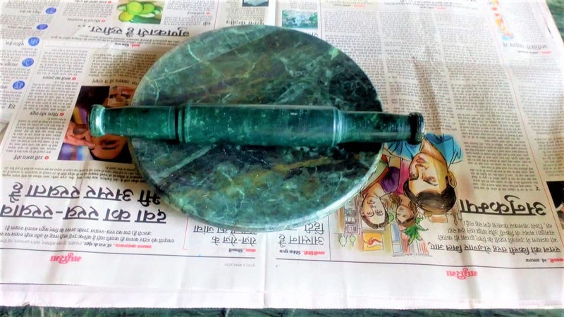 RM Green Marble Chakla Belan for Kitchen Utility Decor Handicraft Product by Rameshwaram Marble Marble Rolling Board Marble Rolling Pin Kitchen Tool Marble Kitchen Accessory - Image 4