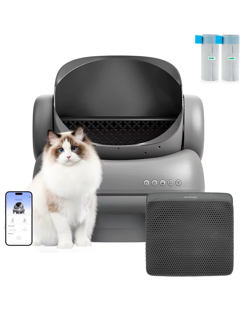Neakasa M1 Open-Top Self-Cleaning Smart Cat Litter Box, Automatic Cat Litter Box With APP Control, Odor-Free Waste Disposal Bags (2 Rolls) & Litter Mat Included. [Full Pack Set + 12 Months Warranty]. - Image 1