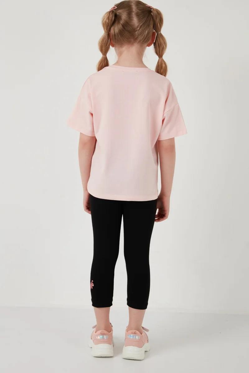 Lela Cotton Crew Neck Short Sleeve Tights Bottom-Top Set Girl's Suit 6212002