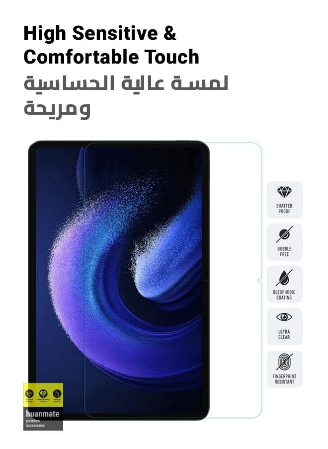 huanmate - 2 Pieces Tempered Glass Screen Protector For Xiaomi Pad 6 11 Inch Clear - Image 1