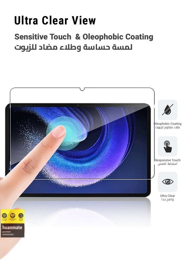 huanmate - 2 Pieces Tempered Glass Screen Protector For Xiaomi Pad 6 11 Inch Clear - Image 1