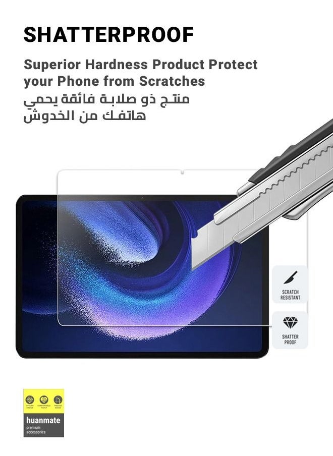 huanmate - 2 Pieces Tempered Glass Screen Protector For Xiaomi Pad 6 11 Inch Clear - Image 1