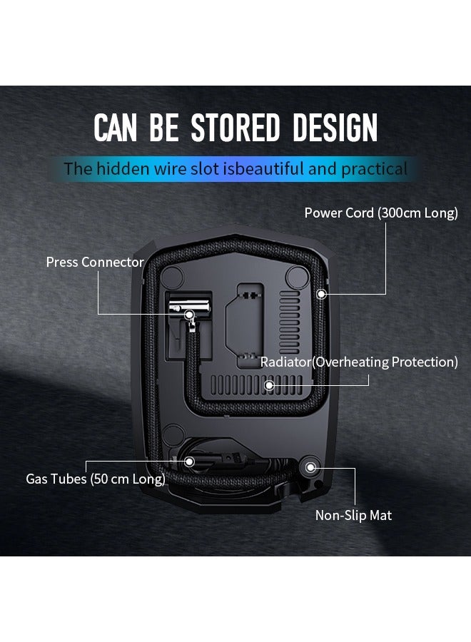 Digital Car Air Pump, Portable Car Tire Inflator with Auto Stop and LED Light for Cars, Bicycles, and Motorcycles - Image 4