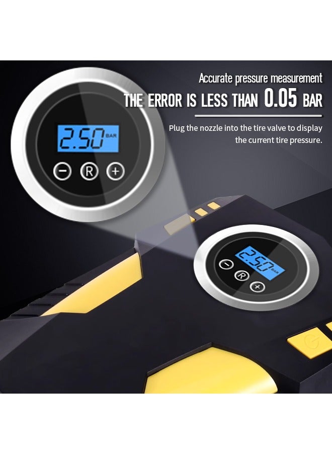 Digital Car Air Pump, Portable Car Tire Inflator with Auto Stop and LED Light for Cars, Bicycles, and Motorcycles - Image 2