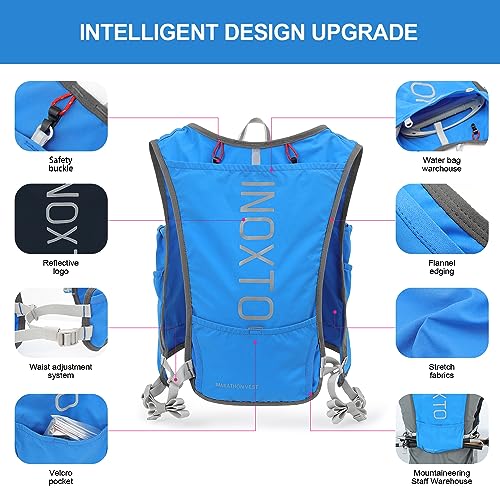 INOXTO Running Hydration Vest Backpack,Lightweight Insulated Pack with 1.5L Water Bladder Bag Daypack for Hiking Trail Running Cycling Race Marathon for Women Men (Black Green) - Image 4