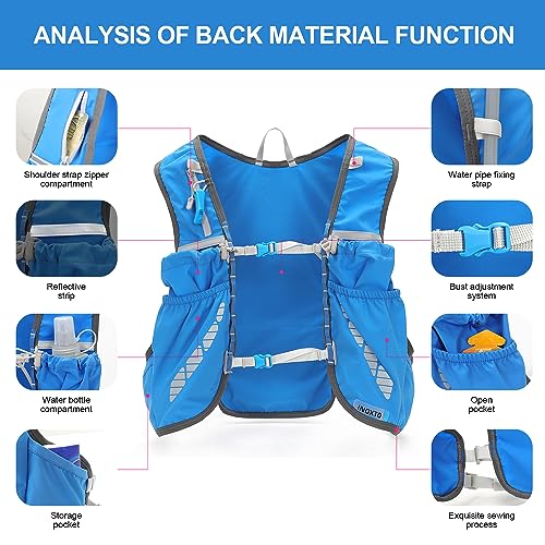 INOXTO Running Hydration Vest Backpack,Lightweight Insulated Pack with 1.5L Water Bladder Bag Daypack for Hiking Trail Running Cycling Race Marathon for Women Men (Black Green) - Image 3