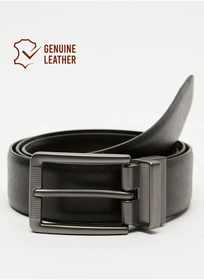 دوتشيني Men's Textured Waist Belt with Pin Buckle Closure