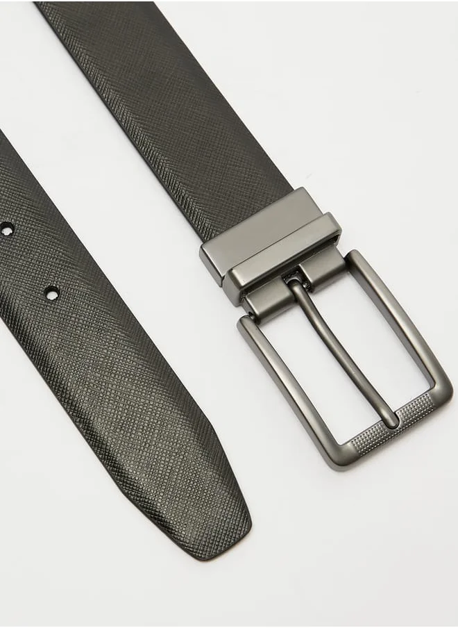 دوتشيني Men's Textured Waist Belt with Pin Buckle Closure