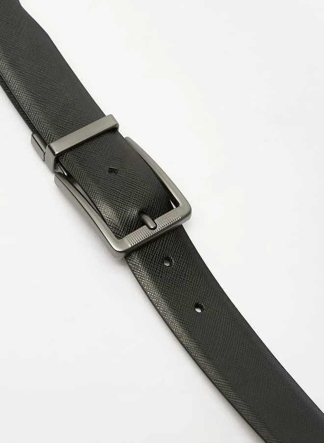 DUCHINI Men's Textured Waist Belt with Pin Buckle Closure