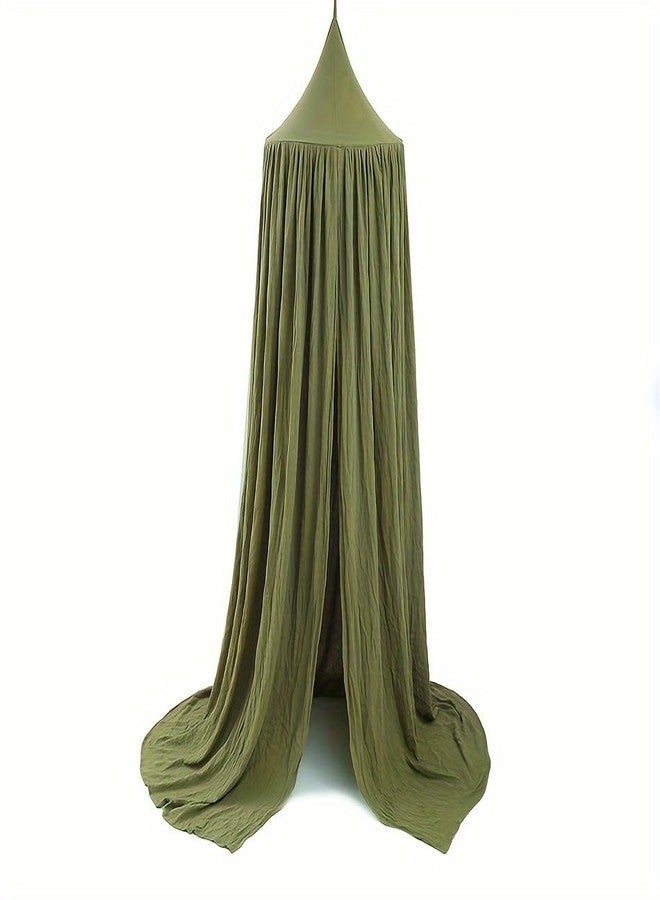 Vhaso Cotton Kids Bed Canopy, Nursery Room Baby Crib Hanging Curtain Mosquito Net Hideaway Bedding Children Reading Nook Decoration, Pastel Neutral Color for Boys & Girls (Green) - Image 1