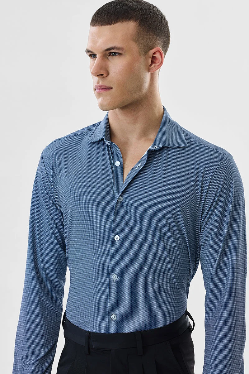SNITCH Blue Striped Long Sleeve Slim Fit Shirt