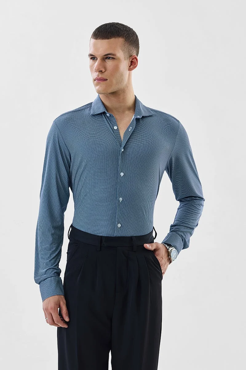 SNITCH Blue Striped Long Sleeve Slim Fit Shirt