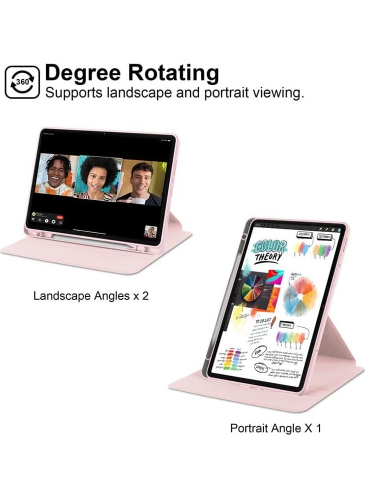 VKL Clear Back Case Compatible with Honor Pad 9 PRO / V8 PRO 12.1 inch with Pen Holder, 360 Degree Swivel Stand Flip Smart Tablet Cover Auto Sleep/Wake Tablet Case (Pink) - Image 2