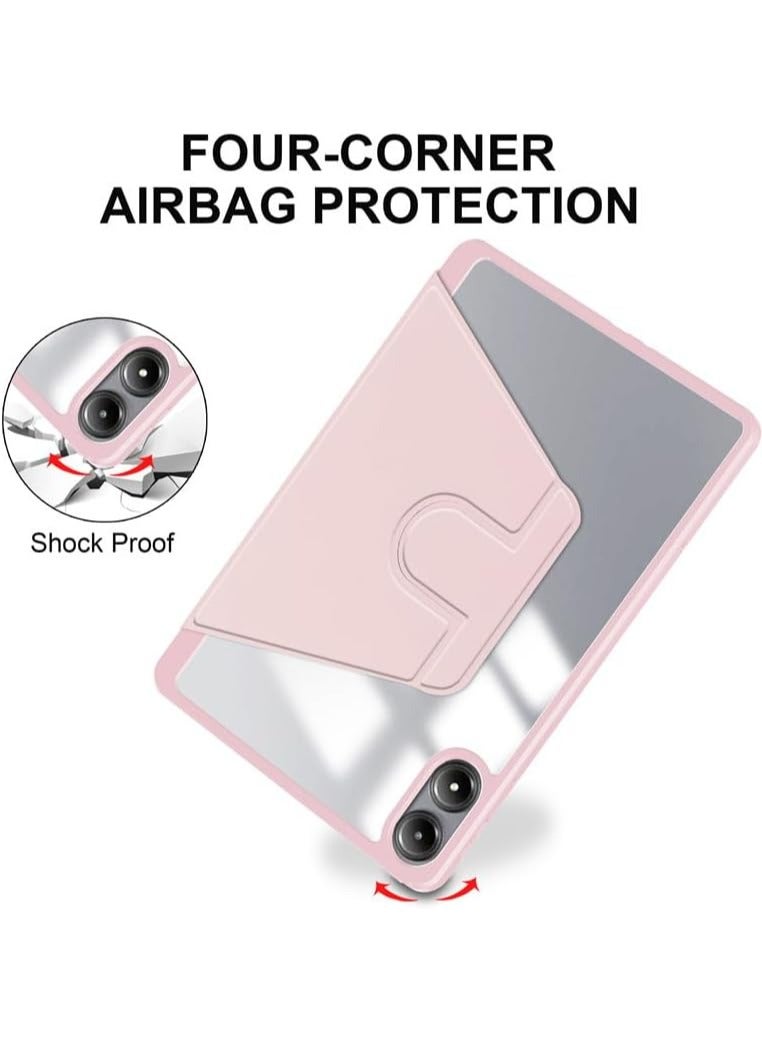 VKL Clear Back Case Compatible with Honor Pad 9 PRO / V8 PRO 12.1 inch with Pen Holder, 360 Degree Swivel Stand Flip Smart Tablet Cover Auto Sleep/Wake Tablet Case (Pink) - Image 4