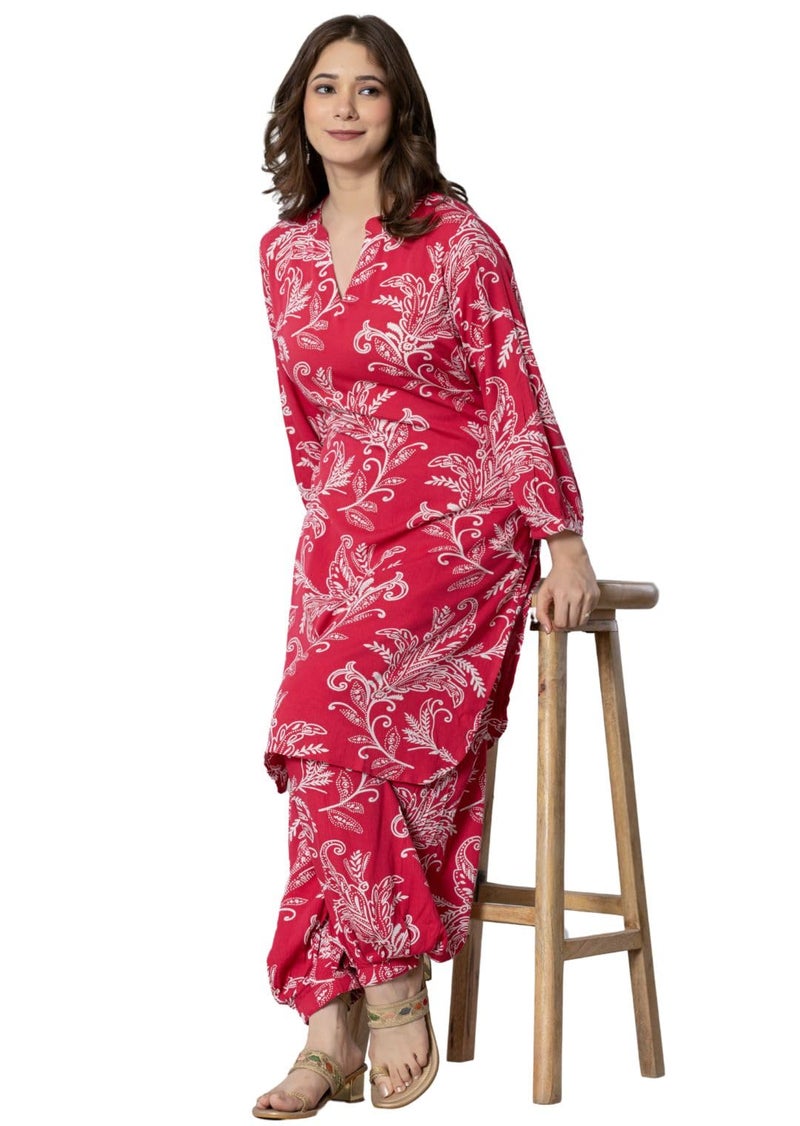 rytras Women's Pure Cotton Printed Straight Kurta Set with Palazzo Pants - Ethnic Wear, Pink(RYT590-New,3XL) - Image 5