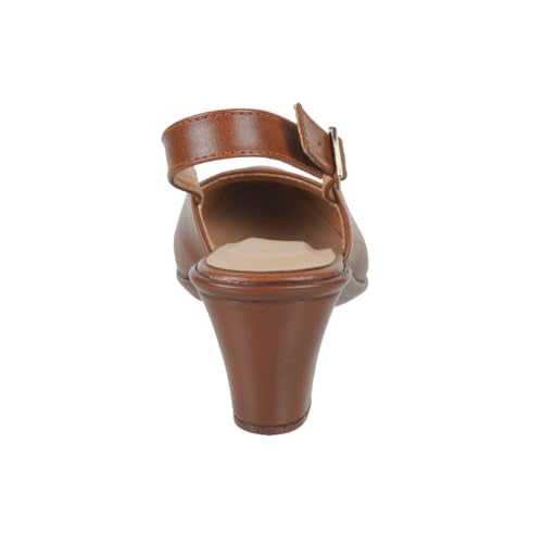 Mochi Women Tan Synthetic Leather Block Heel Backstrap Sandal UK/3 EU/36 (31-51) - Image 4