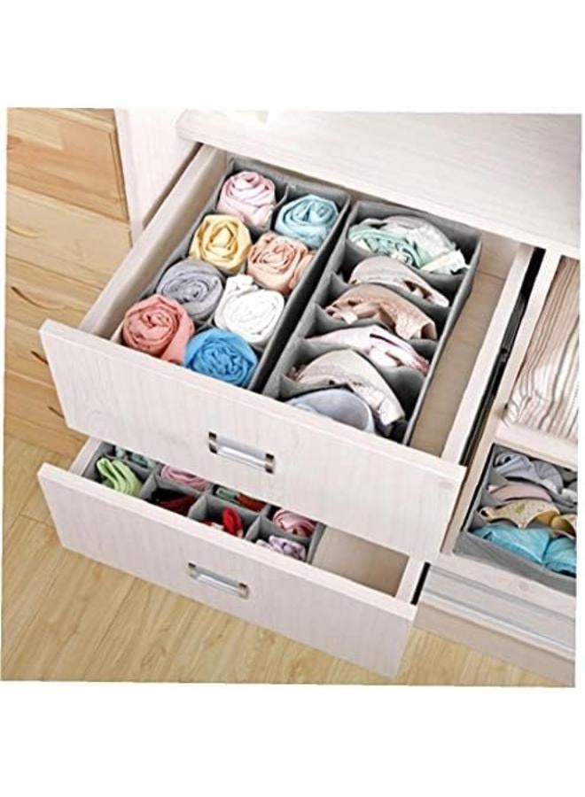 منظم أدراج من 4 قطع، منظم خزانة ملابس من القماش، صندوق تخزين ملابس داخلية قابل للطي لتوفير الوقت والمساحة، منظم حمالات صدر للقمصان، ربطات العنق، الجوارب، حمالات الصدر، الملابس الداخلية (رمادي) - Image 2