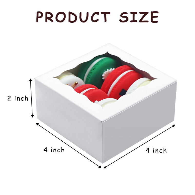 XINHPKGG 40pcs Cookie Boxes 4x4x2 Inch Bakery Boxes with Window Dessert Treat Box Chocolate Covered Strawberries Box for Wedding Party Birthday - Image 3