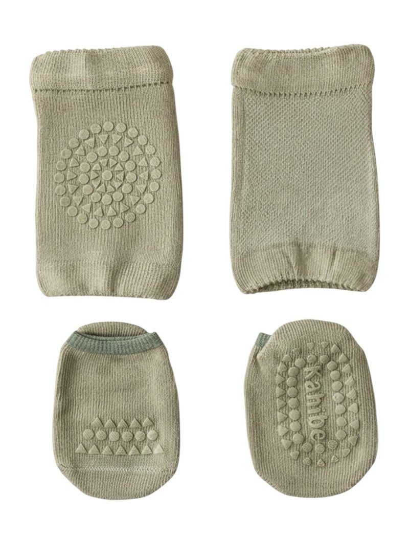 Bambimici 2-Piece Baby Knee Protective Knee Pad Set Olive - Image 1