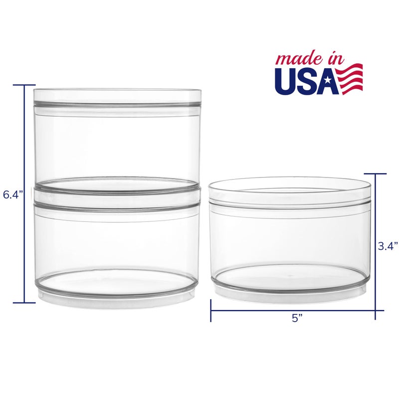 STORi Bella Stackable Clear Plastic Container (Set of 3) Round Vanity Storage Organizers with Lids for Hair Accessories & Beauty Supplies | Made in USA - Image 5