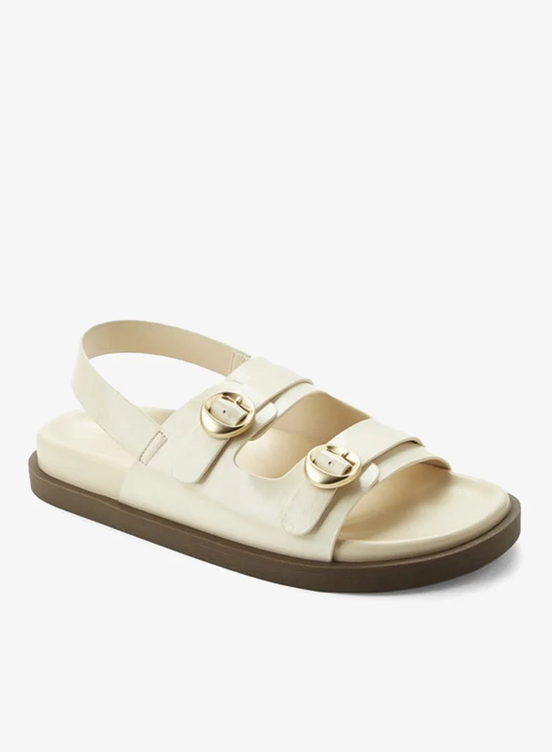 Flora Bella By Shoexpress CREAM Women Buckle Detail Sandals for Women | Best Price UAE