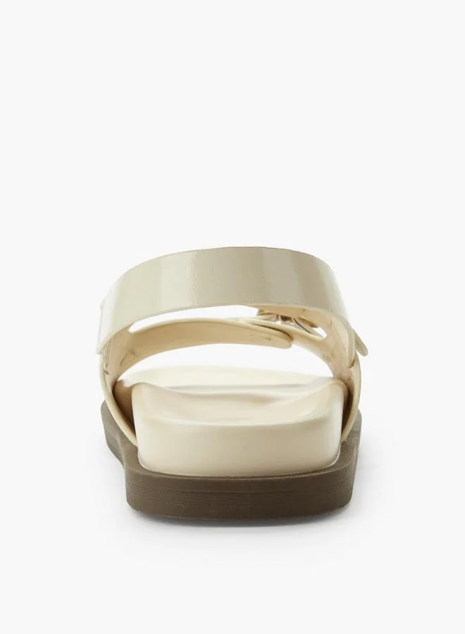 Flora Bella By Shoexpress CREAM Women Buckle Detail Sandals for Women | Best Price UAE