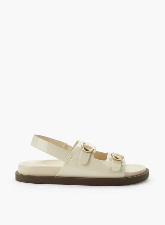 Flora Bella By Shoexpress CREAM Women Buckle Detail Sandals for Women | Best Price UAE