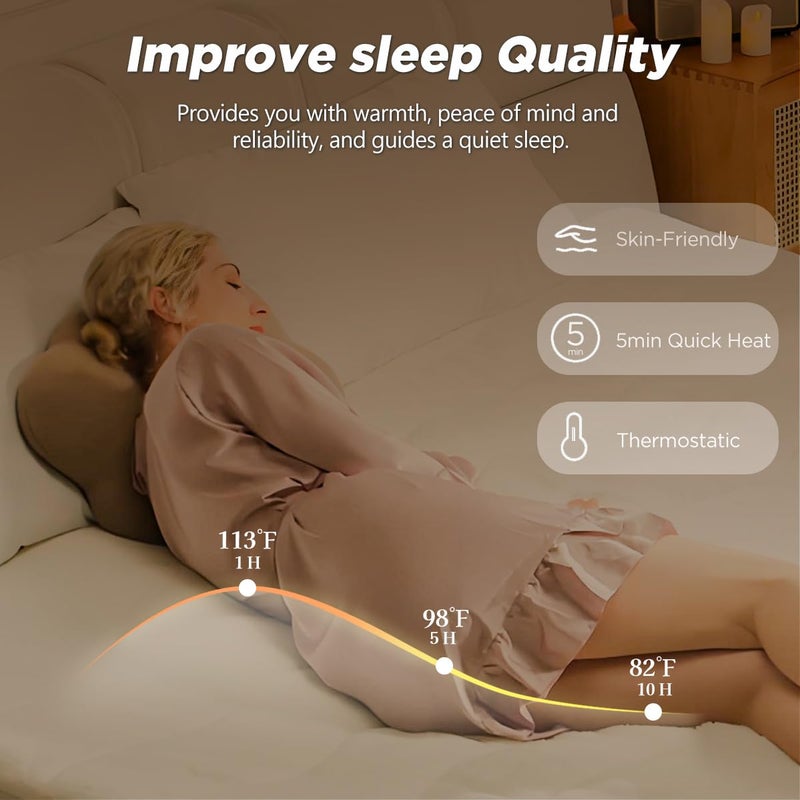 Templewet Heated Mattress Pad Queen Size - Dual Control Electric Mattress Pad with 4 Heat Settings & 10 Hour Auto Off,Bed Warmer Mattress Cover 15" Deep - Image 3