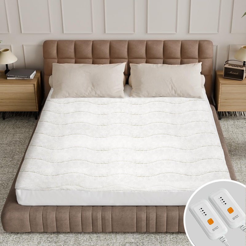 Templewet Heated Mattress Pad Queen Size - Dual Control Electric Mattress Pad with 4 Heat Settings & 10 Hour Auto Off,Bed Warmer Mattress Cover 15" Deep - Image 1