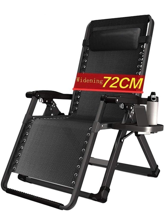 Generic - Gravity Lounge Chairs Outdoor Adjustable Reclining Patio Chair Steel Mesh Folding Recliner for Pool Beach Camping Lounge Chair with Pillows and Cup Tray - Image 1