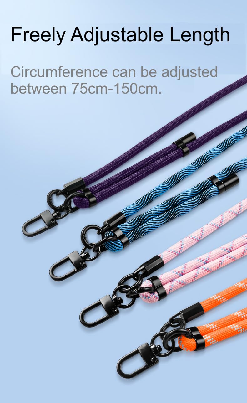 MOCA Clip n Go Womens Girls Adjustable Universal Mobile Phone Lanyard, Phone Strap with Hanging Pearl, Stylish Crossbody Strap Lanyard with for Mobile Phone Tether Tab Patch (Black) - Image 2