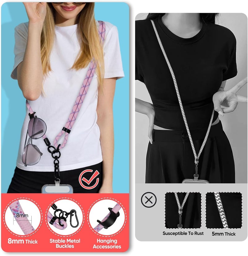 MOCA Clip n Go Womens Girls Adjustable Universal Mobile Phone Lanyard, Phone Strap with Hanging Pearl, Stylish Crossbody Strap Lanyard with for Mobile Phone Tether Tab Patch (Black) - Image 5